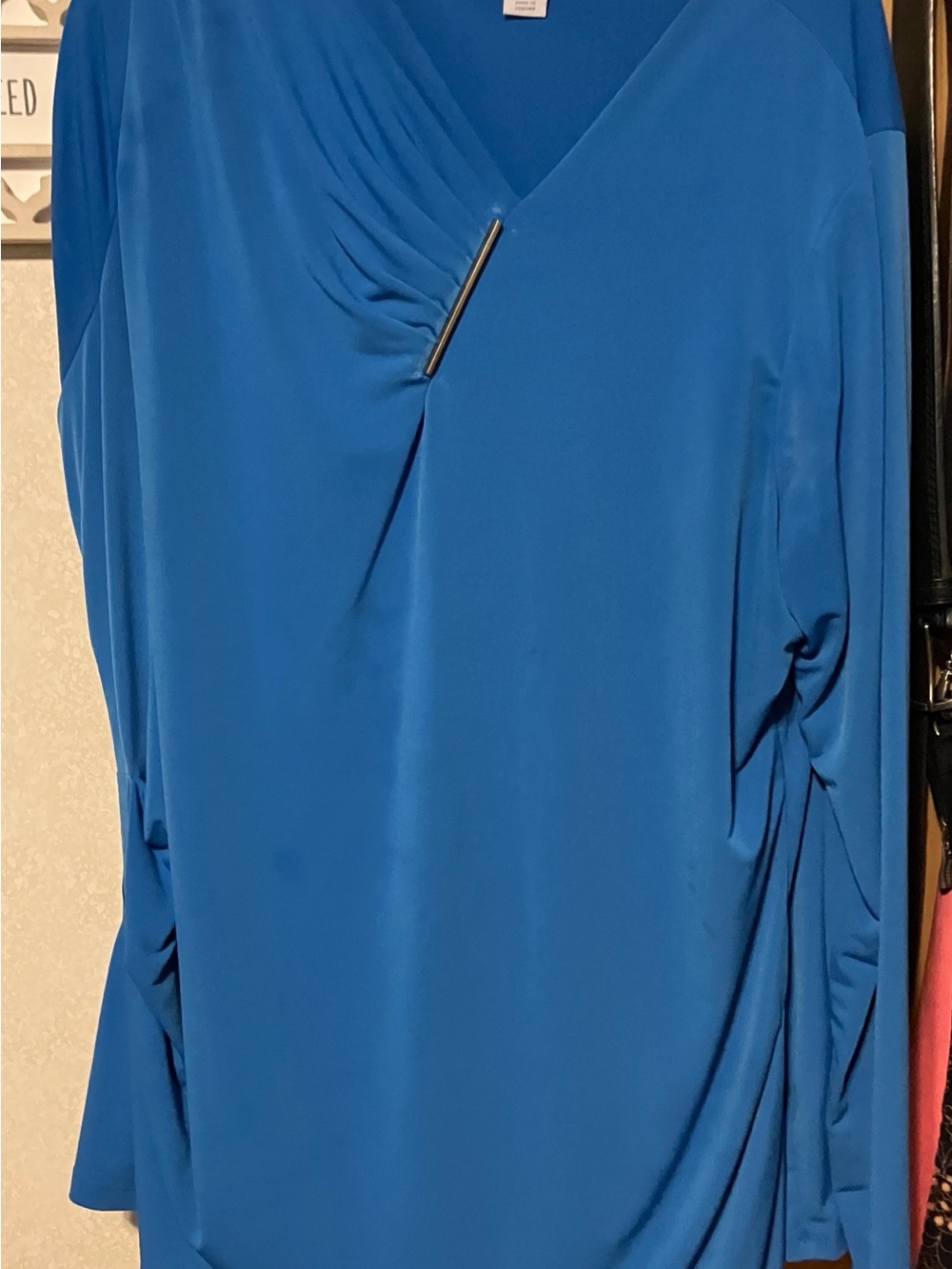 Liz Claiborne Royal Blue V-Neck Drape Tunic
